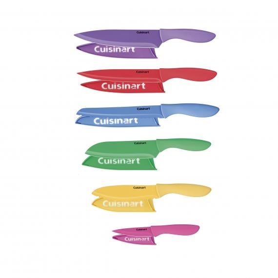 Cuisinart Advantage 12pc Ceramic-Coated Color Knife Set With Blade Guards-  C55-12PC2T 12 ct