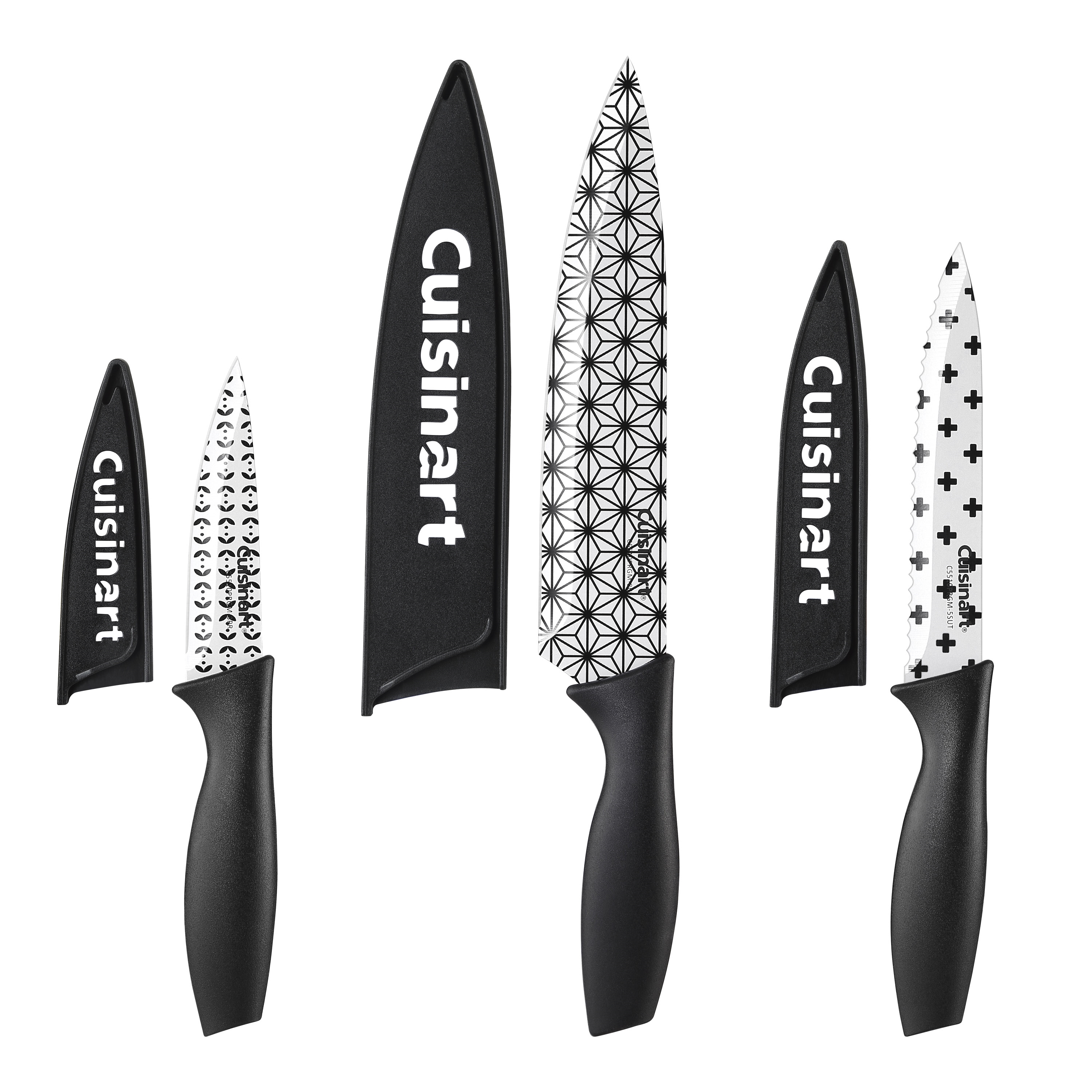 Cuisinart 12-Piece Ceramic Coated Color Knife Set with Blade Guards,  C55-12PCGW 