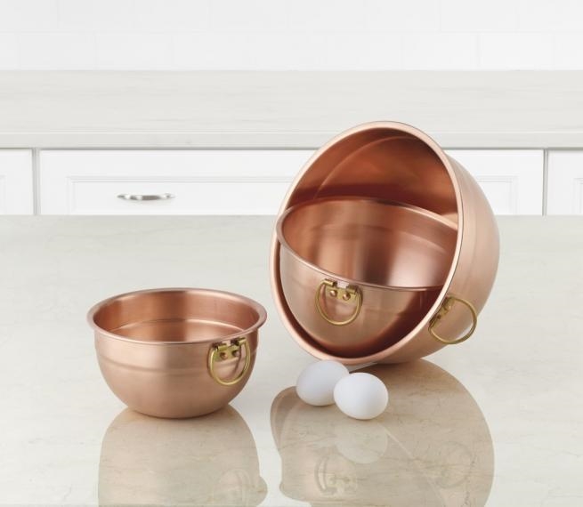 Copper Mixing Bowls 3 Bowl Set