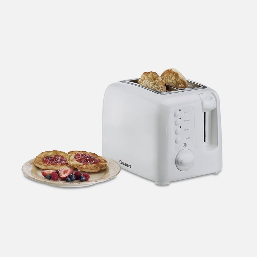 Cuisinart 2 Slice Compact Plastic Toaster CPT-122 White Kitchen Toast