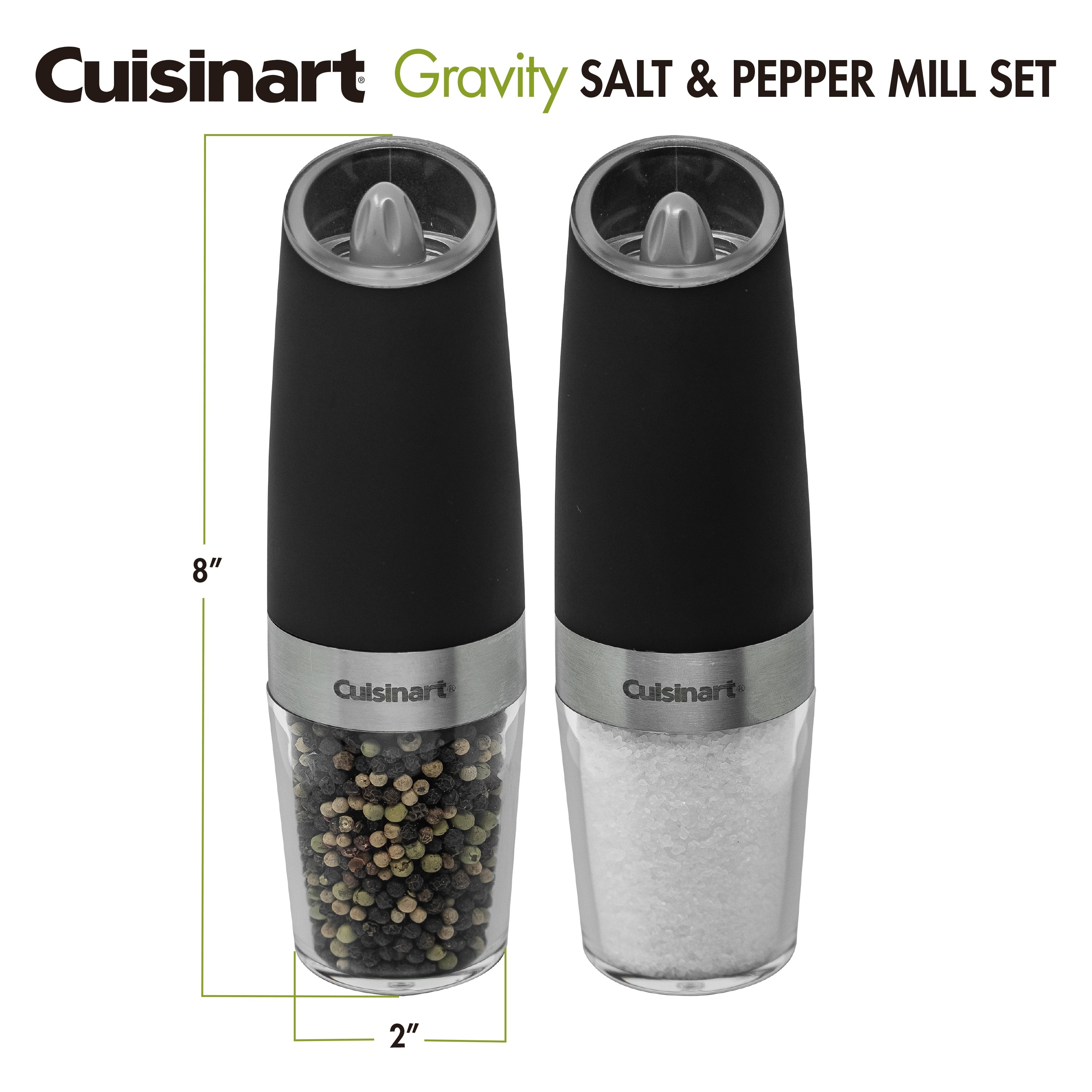 Electric Salt and Pepper Grinder Set - Battery Operated Pepper Mill  Automatic, Battery Powered Auto Shakers with Light, Refillable Peppermills  for