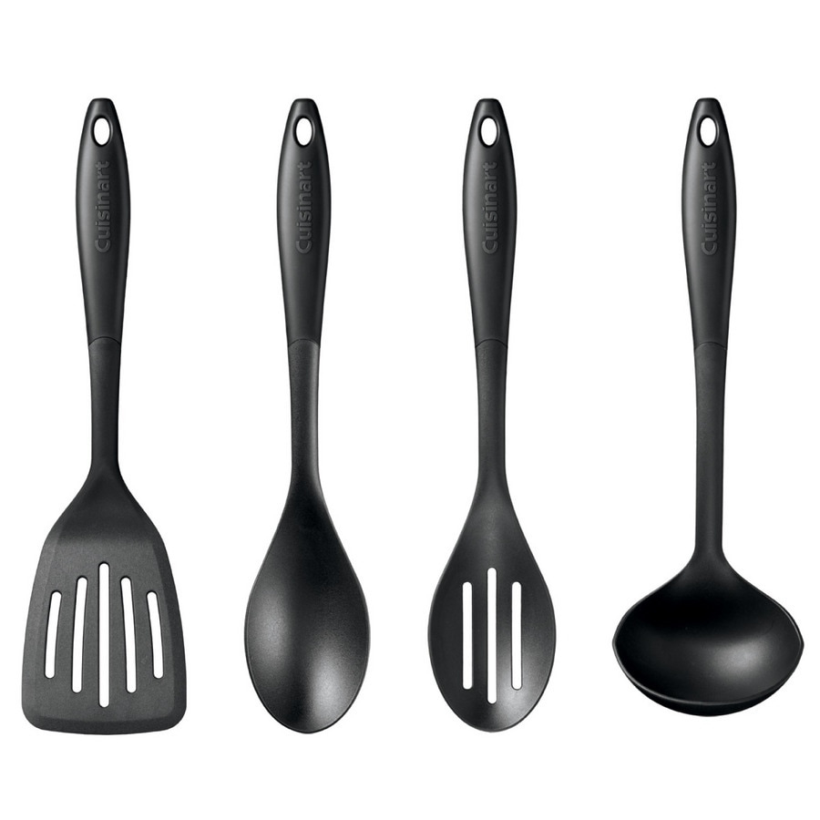 5 Piece Mini Kitchen Utensil Set- Silicone Kitchen Tools with Beechwood  Handles by (Black)