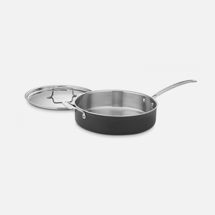 Cuisinart Custom-Clad 5-Ply Stainless Steel Saute Pan with Helper Handle & Lid 5.5 qt.